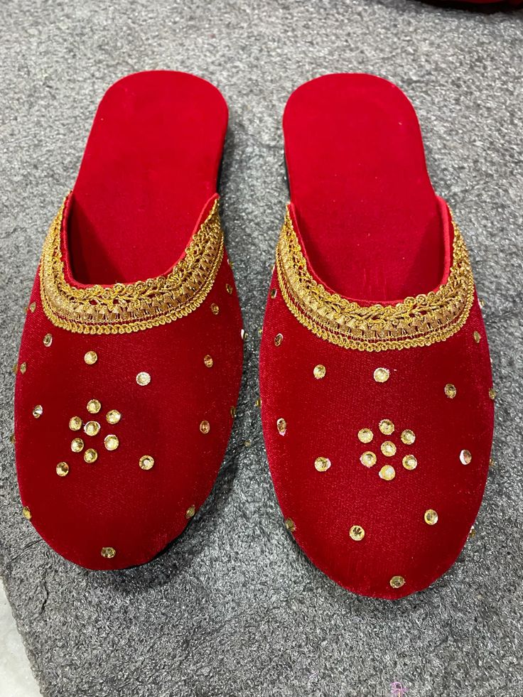 red velvet slippers