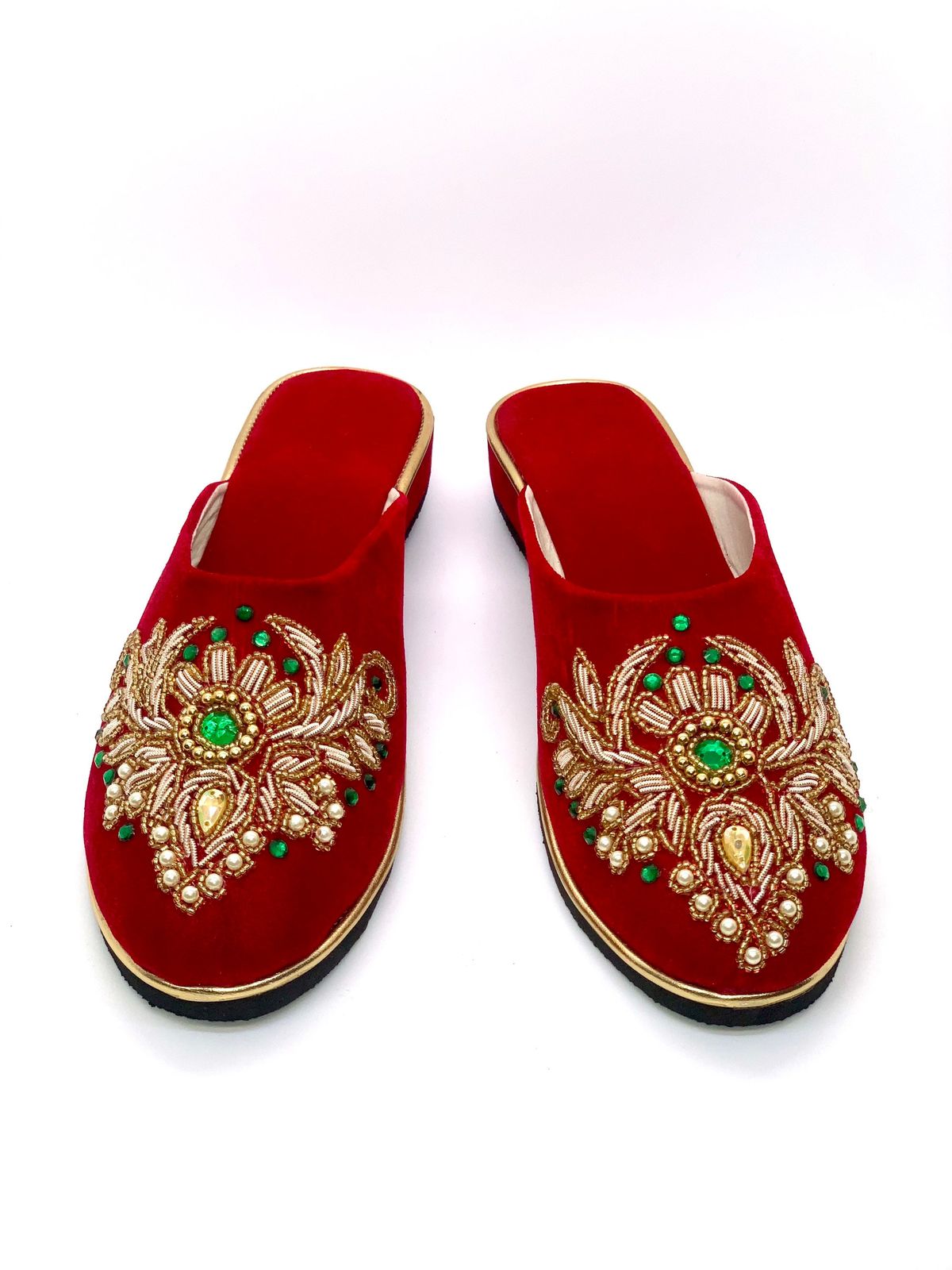 red velvet slippers